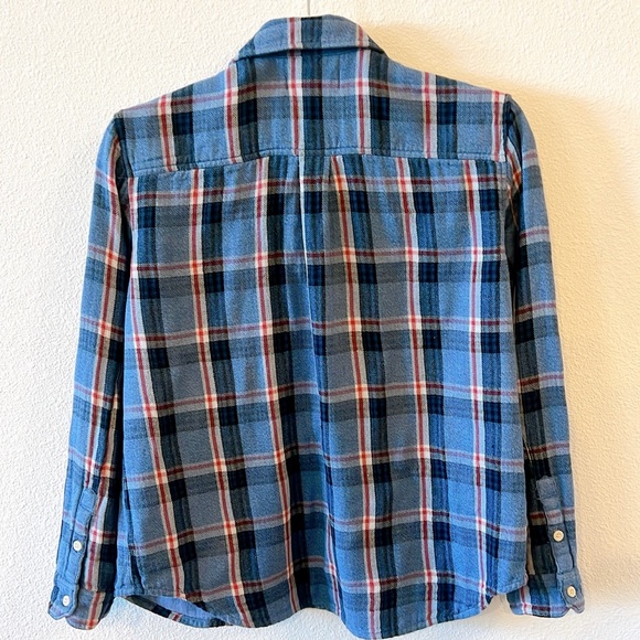 MADEWELL, Long-Sleeve Straight-Hem Button-Up, Blue Plaid, Flannel, Women's MED - Picture 9 of 10